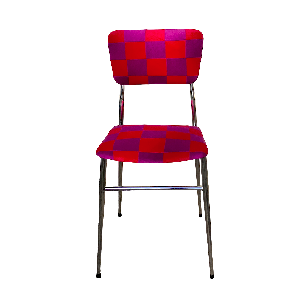 Duo of patchwork chairs checkerboard
