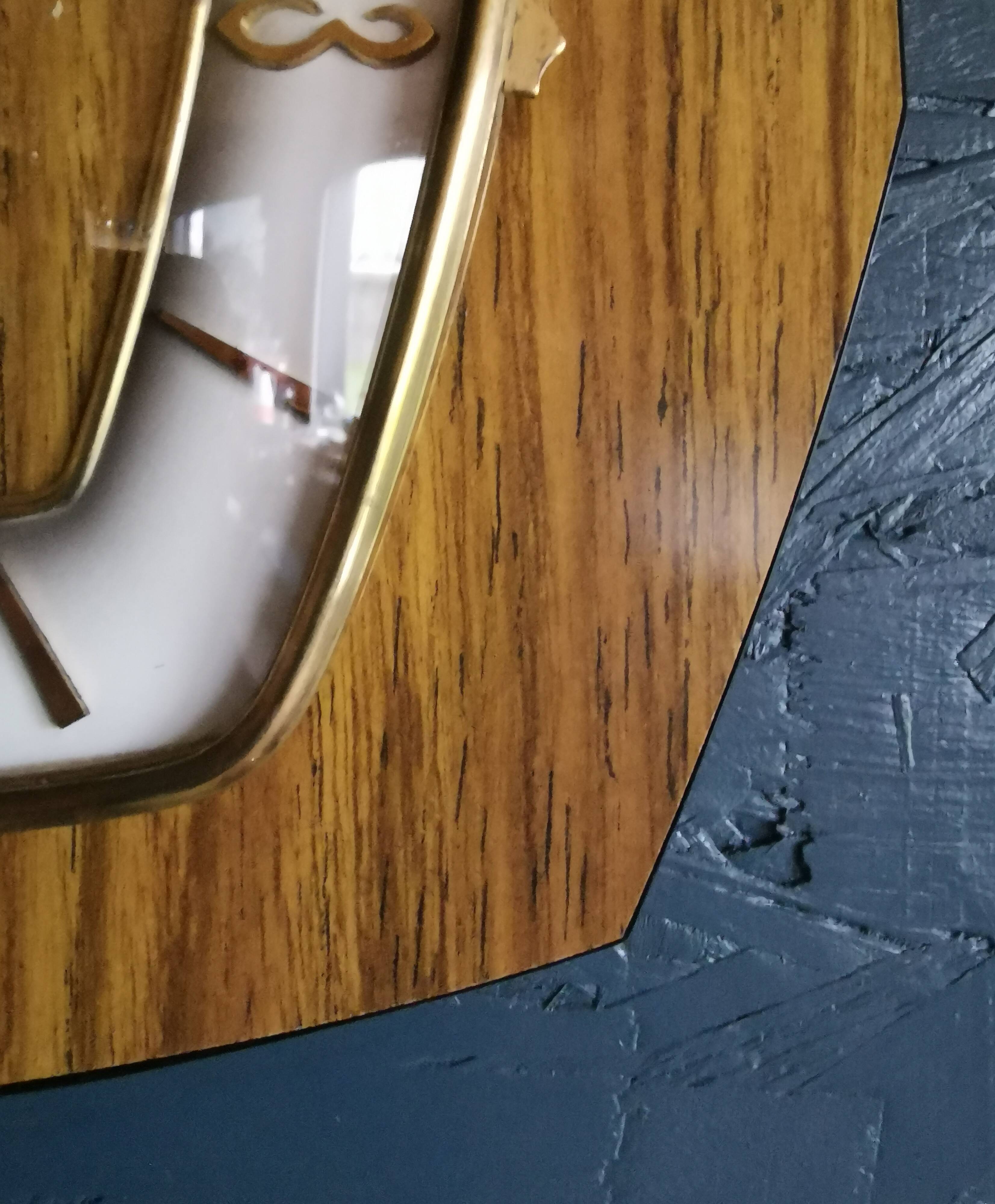 Vintage formica clock silent hexagonal wall pendulum "FFR wood"
