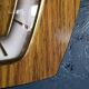 Vintage formica clock silent hexagonal wall pendulum "FFR wood"