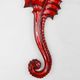 Belgian ceramic red Seahorse Plaque by André Bayer, 1960s