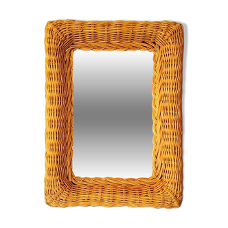 Miroir rectangulaire en osier 1960