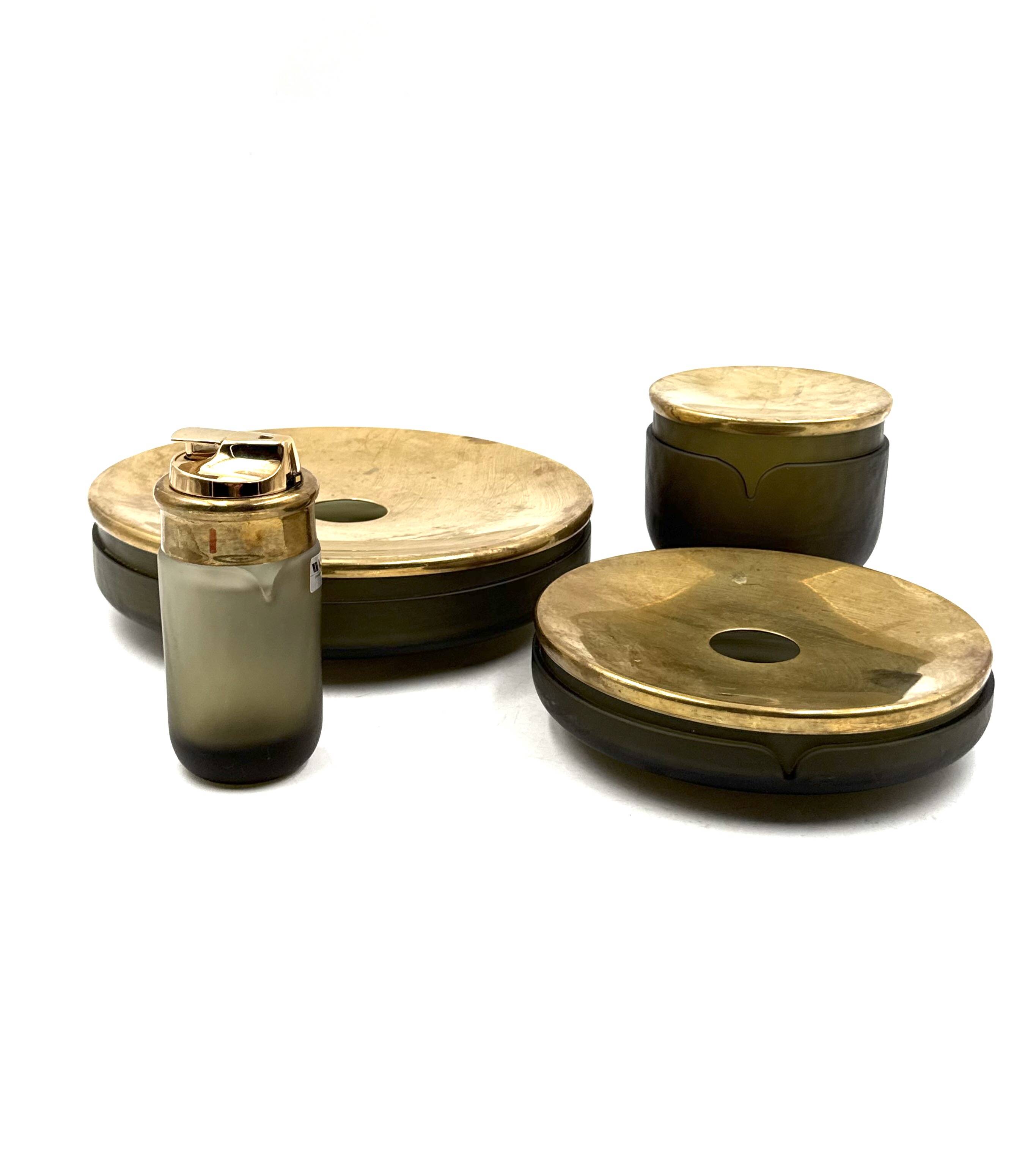 Yellow Murano glass smoking set, VeArt, Italy 1970