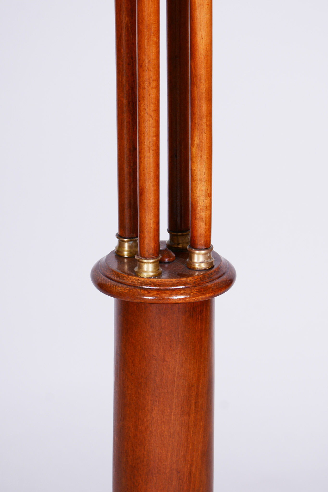 Restored art deco pedestal, beech, walnut, 1920s, czechia