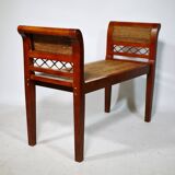 Empire wickerwork bench Antique style wickerwork walnut bench