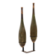 Pair of large wooden practice skittles on a base, early 20th century