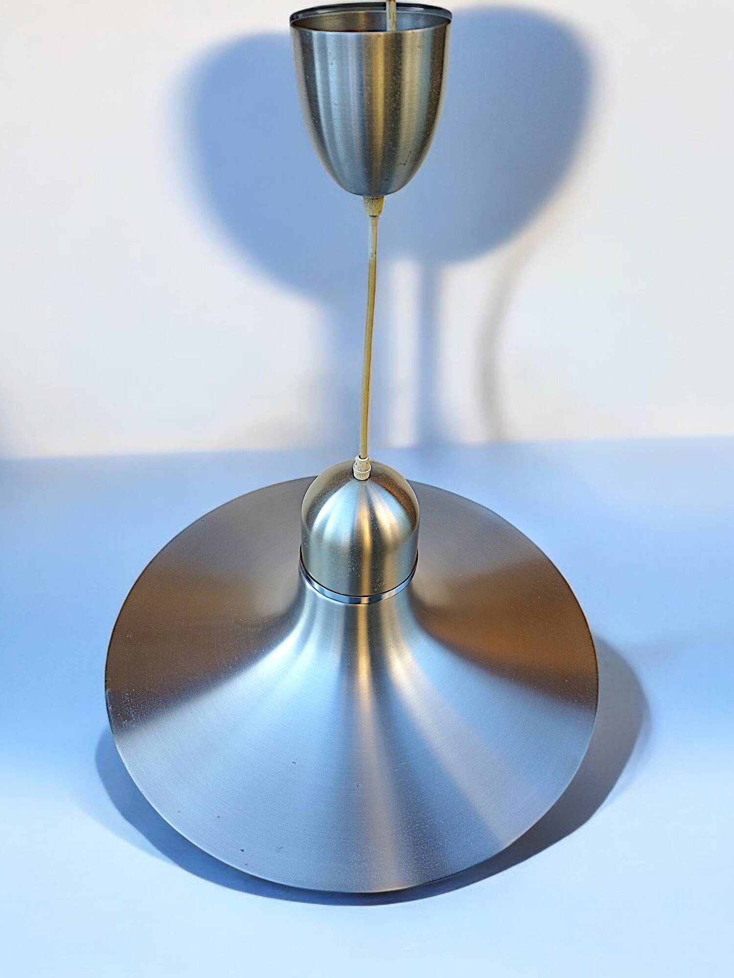 Large vintage space age 1970 aluminum pendant light L