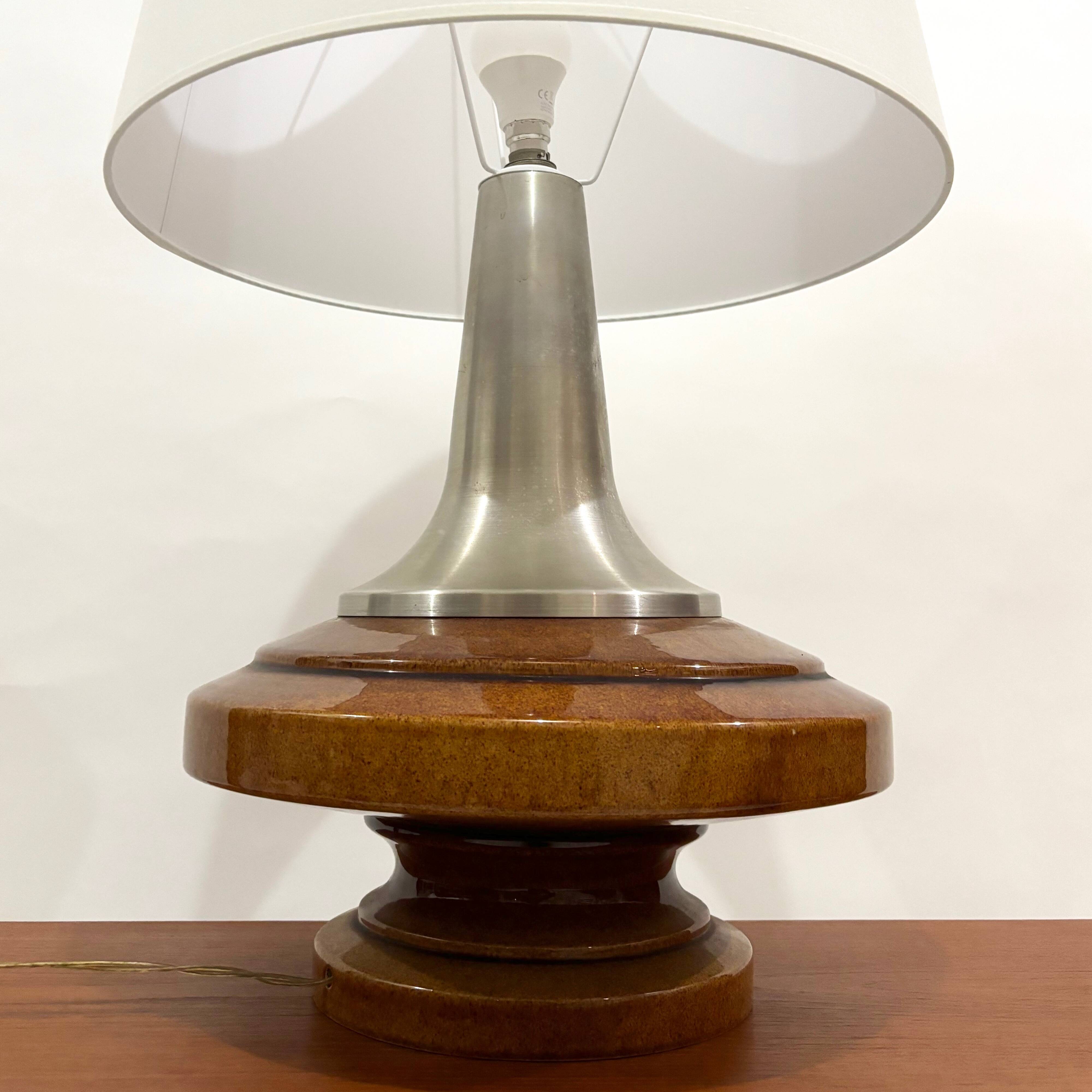 70s floor lamp in ceramic and chrome metal