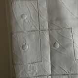 Modernist linen thread sheet 1940 embroidered with polka dots and days without monogram 240cm