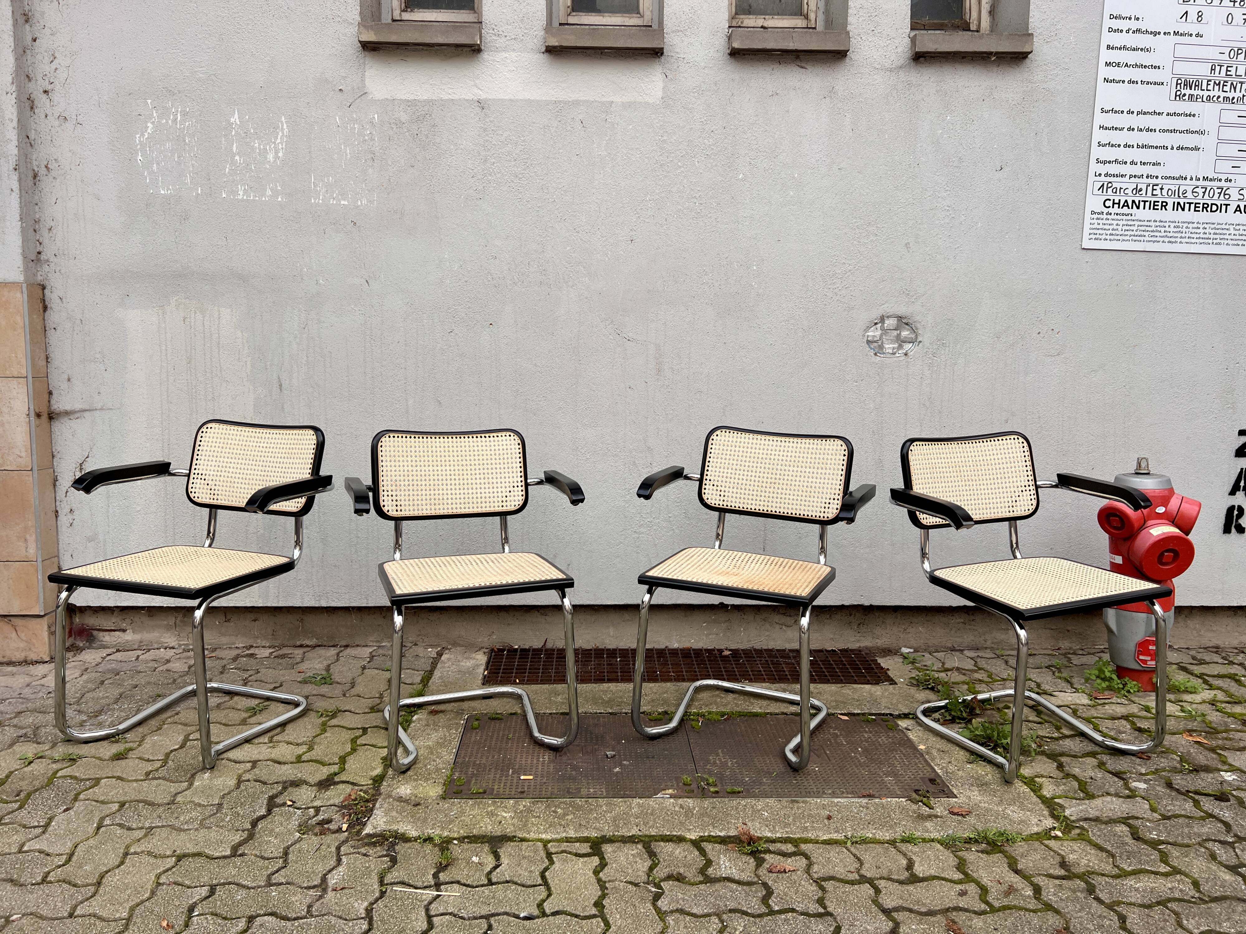 Set of 4 Marcel Breuer style armchair chairs