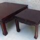 Ensemble de 3 tables en bois massif sculpté – Jakarta 1981 – pièce unique