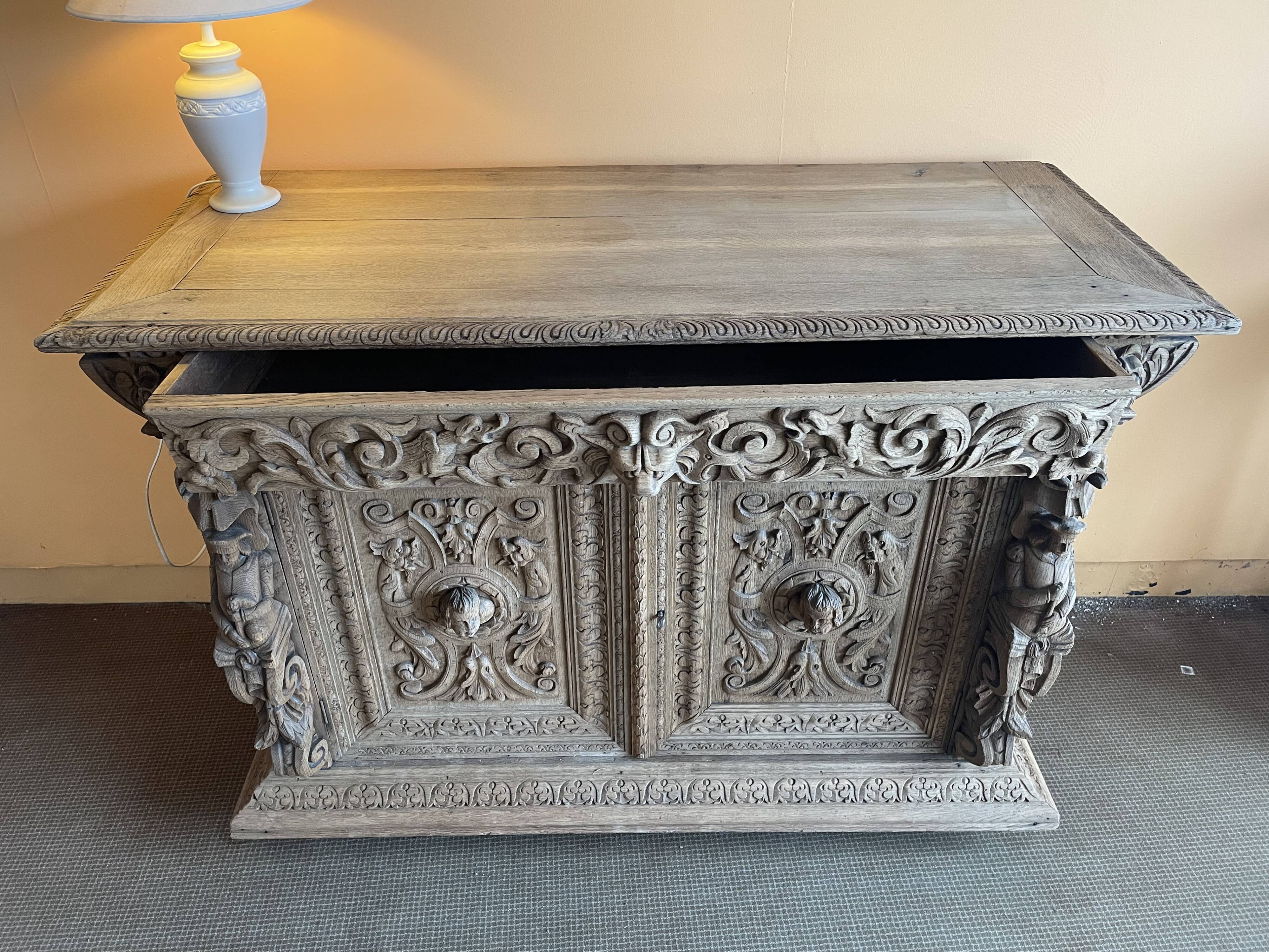 Carved wooden sideboard