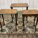 Set of 3 English walnut nesting tables from the 1950s