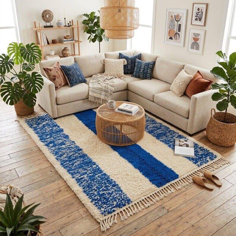 Handmade pure wool rug, custom size 150/250 cm.