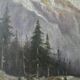 Tableau, huile sur toile paysage de montagne, signé