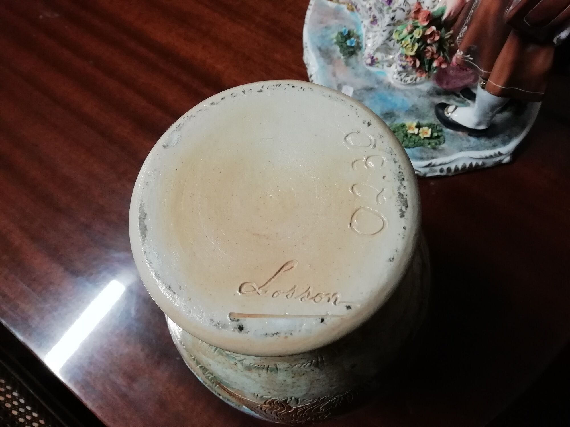 Pair of vases signed Losson in Sandstone decoration Japonisant