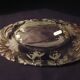 Oval bowl in crystal and frosted glass, pink and frosted.
