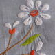Round tablecloth old blue cotton embroidered with flowers in the center and white peas- Diam 165cm