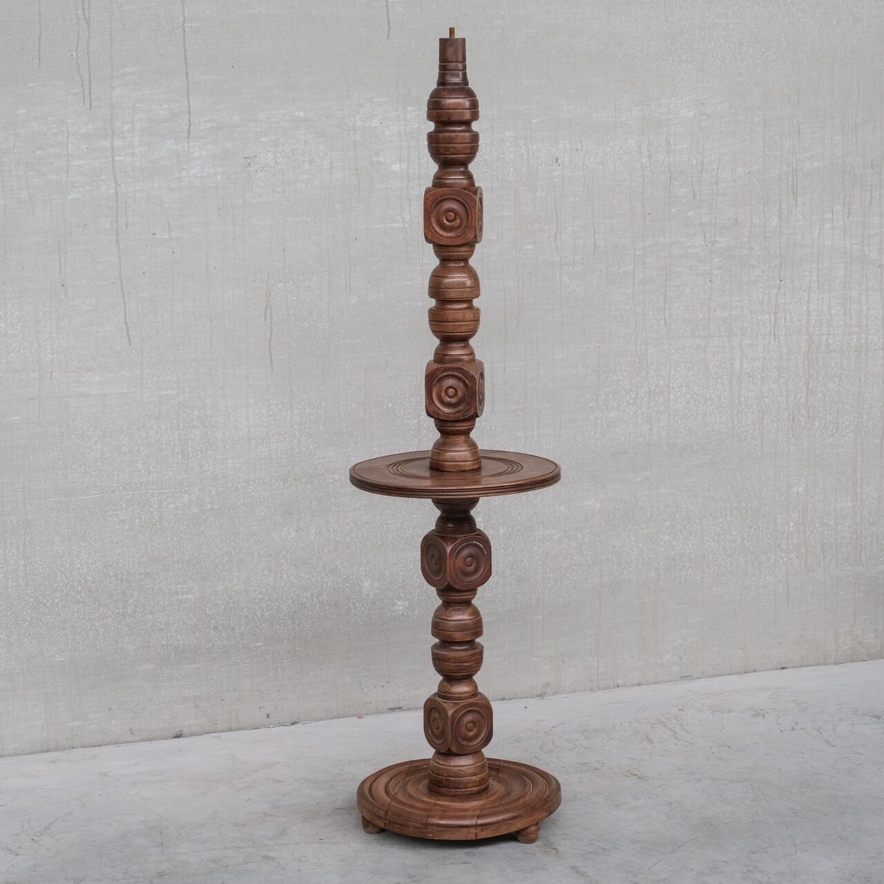 Geometric style oak french mid-century floor light