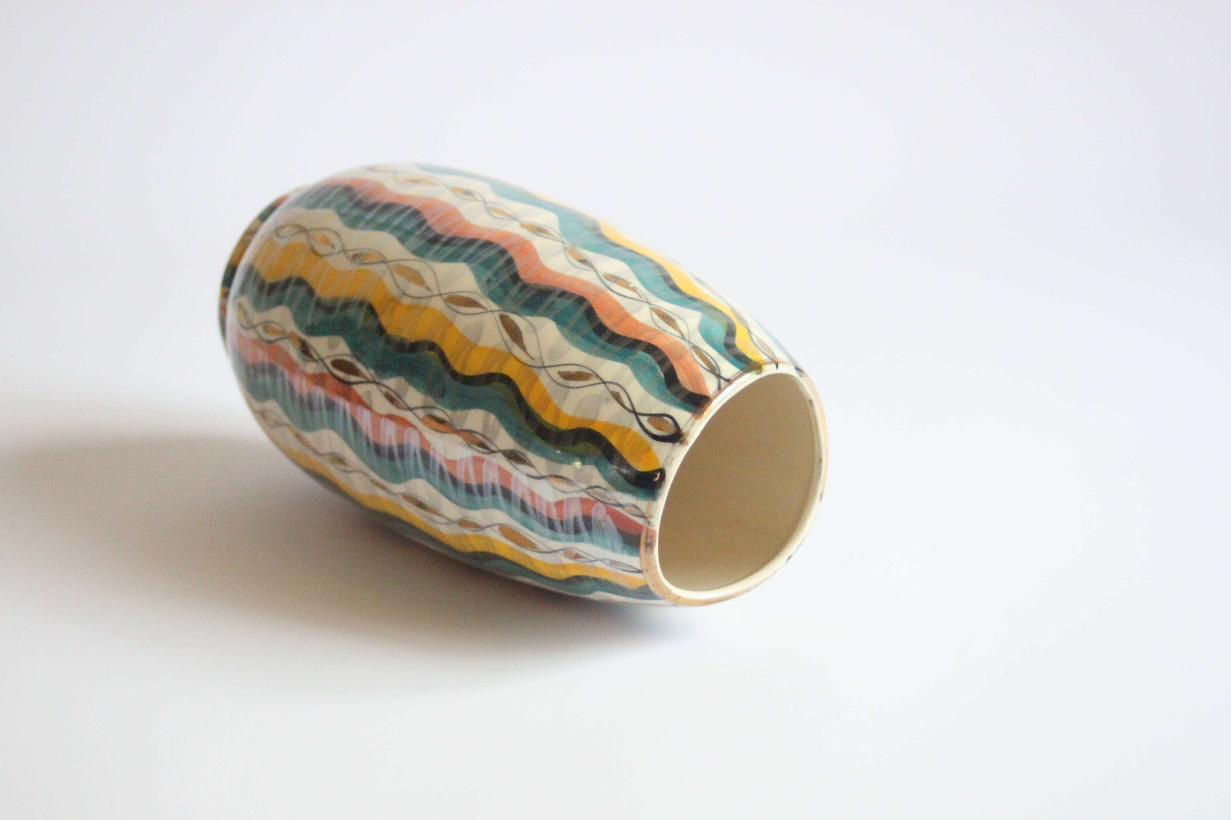 Colorful 1950s vase by Hubert Bequet, Belgium