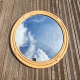 Large round bamboo mirror