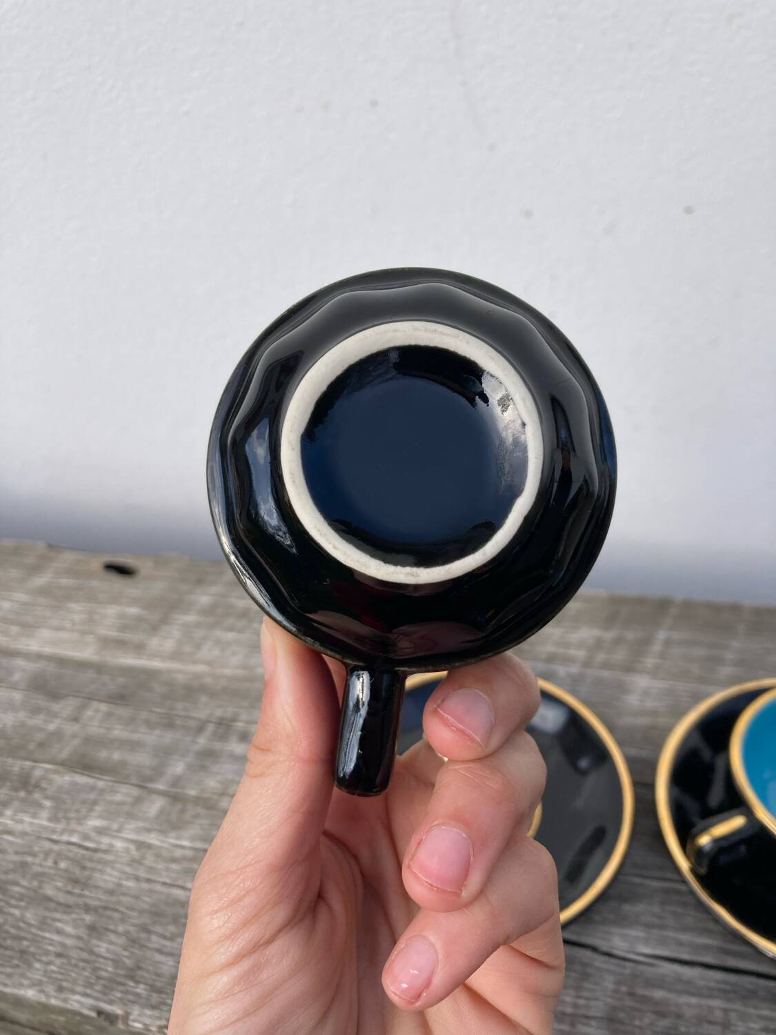 Black art deco bistro coffee cups