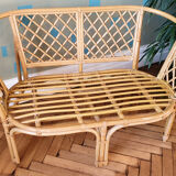 Vintage rattan bench