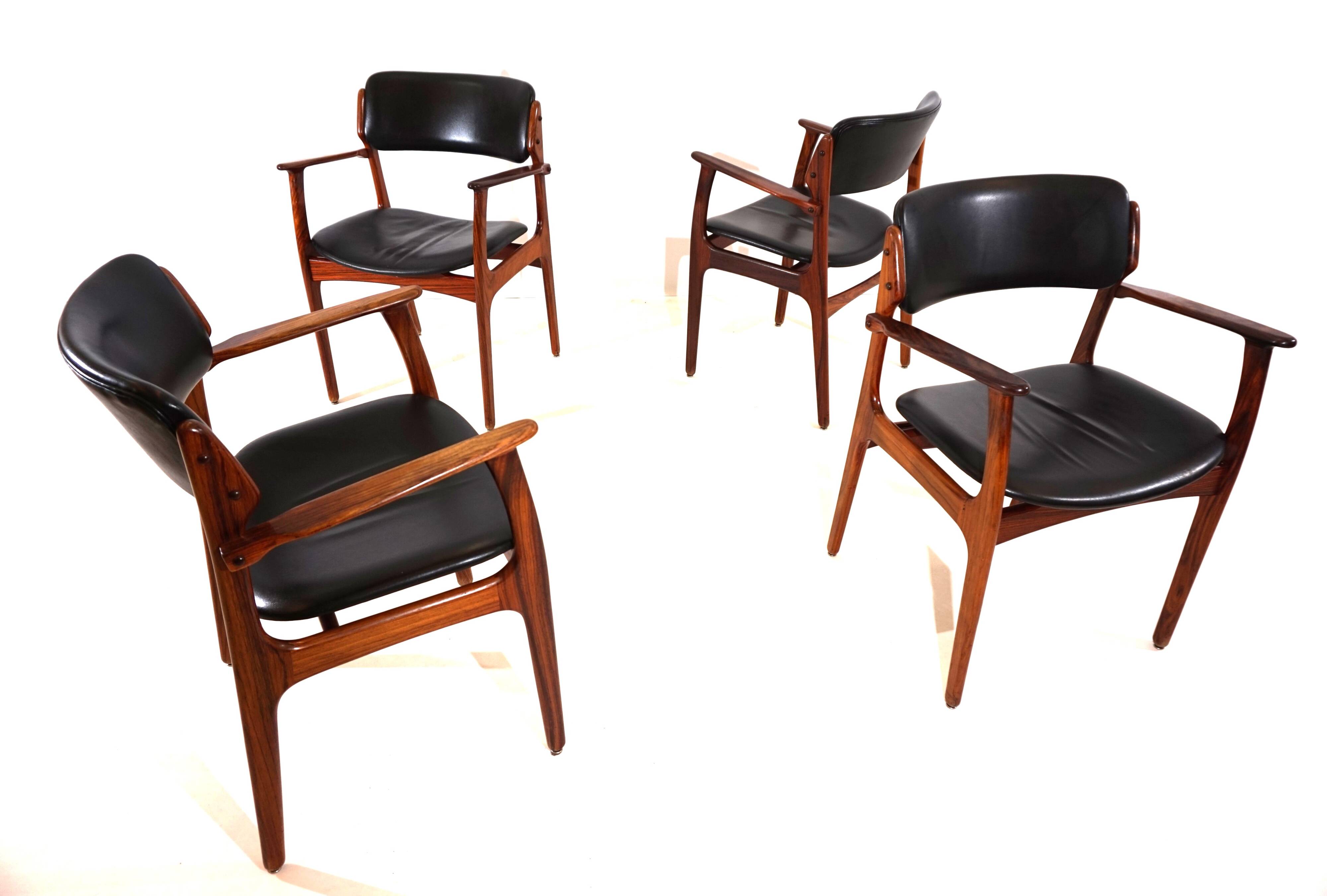 Erik Buck lot de 4 chaises de salle à manger en palissandre OD 50 pour OD Mobler