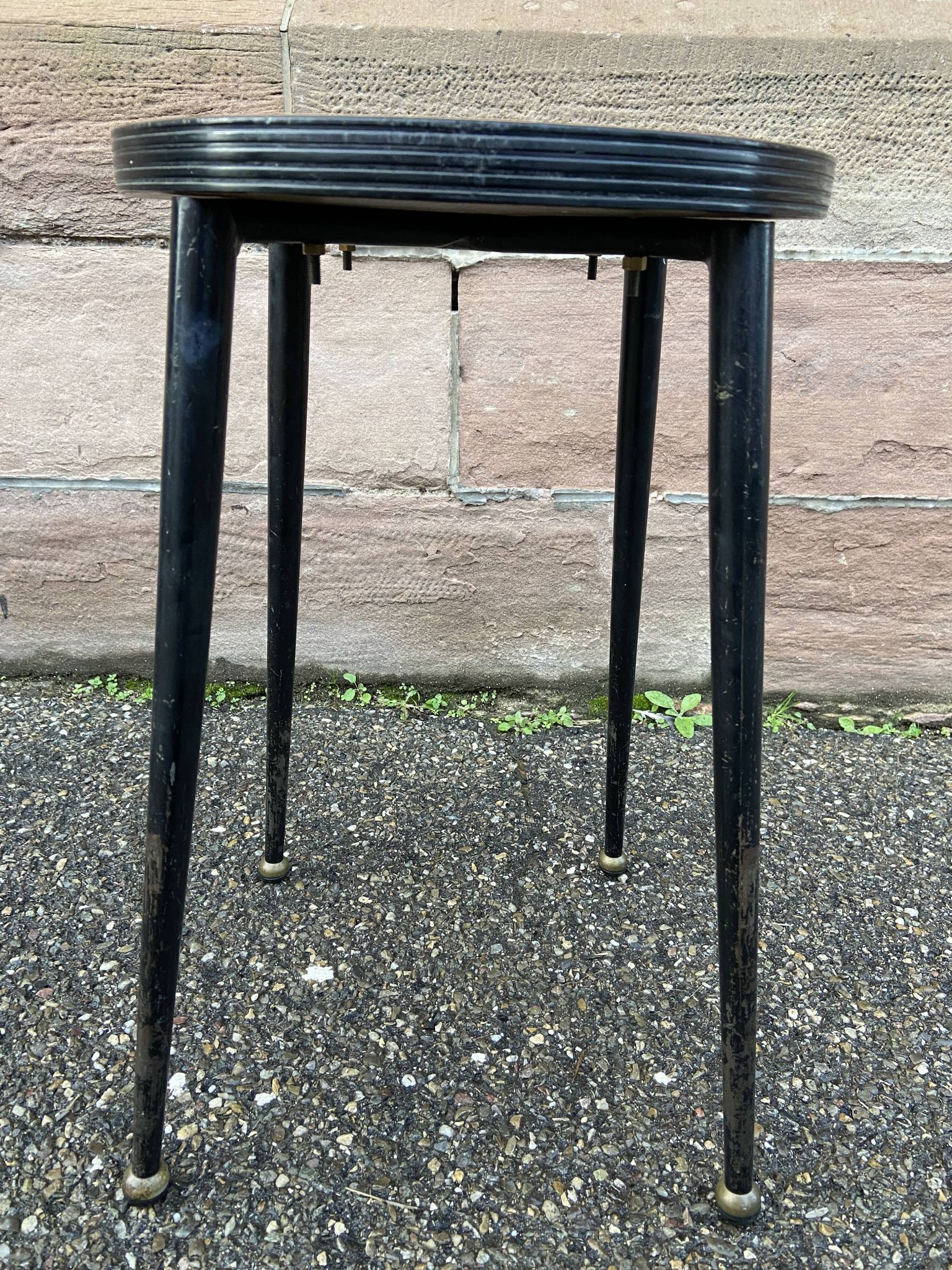 Vintage Scandinavian metal & formica stool 60s