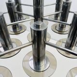 Pair of Large Chromed and Smoked glass chandelier
