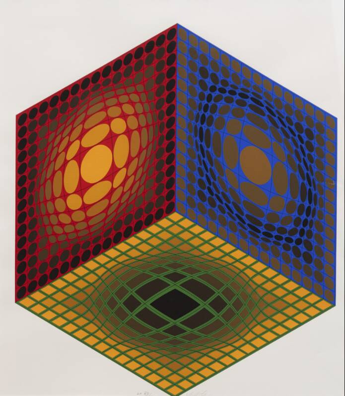 Victor Vasarely "ST" Colour silkscreen, 1968, signed