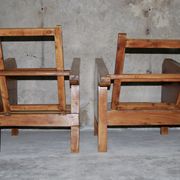 Fauteuils de véranda vintage en bois avec marqueterie incrustée 1930s
