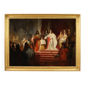 Coronation of Victor Amadeus II, painting signed Ed. Hamman and dated 1866