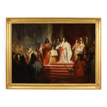 Coronation of Victor Amadeus II, painting signed Ed. Hamman and dated 1866