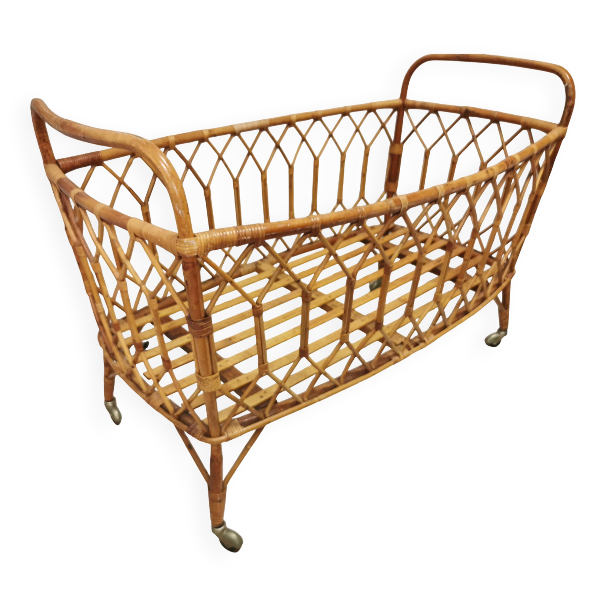 Vintage rattan children's bed, baby bed