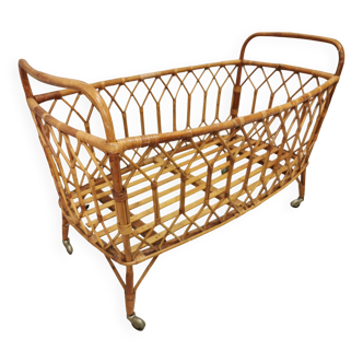 Vintage rattan children's bed, baby bed