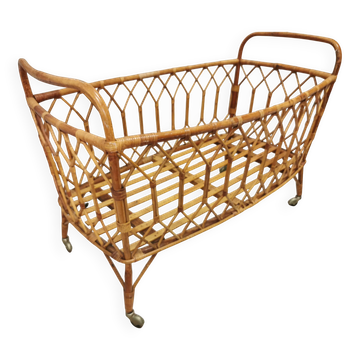 Vintage rattan children's bed, baby bed