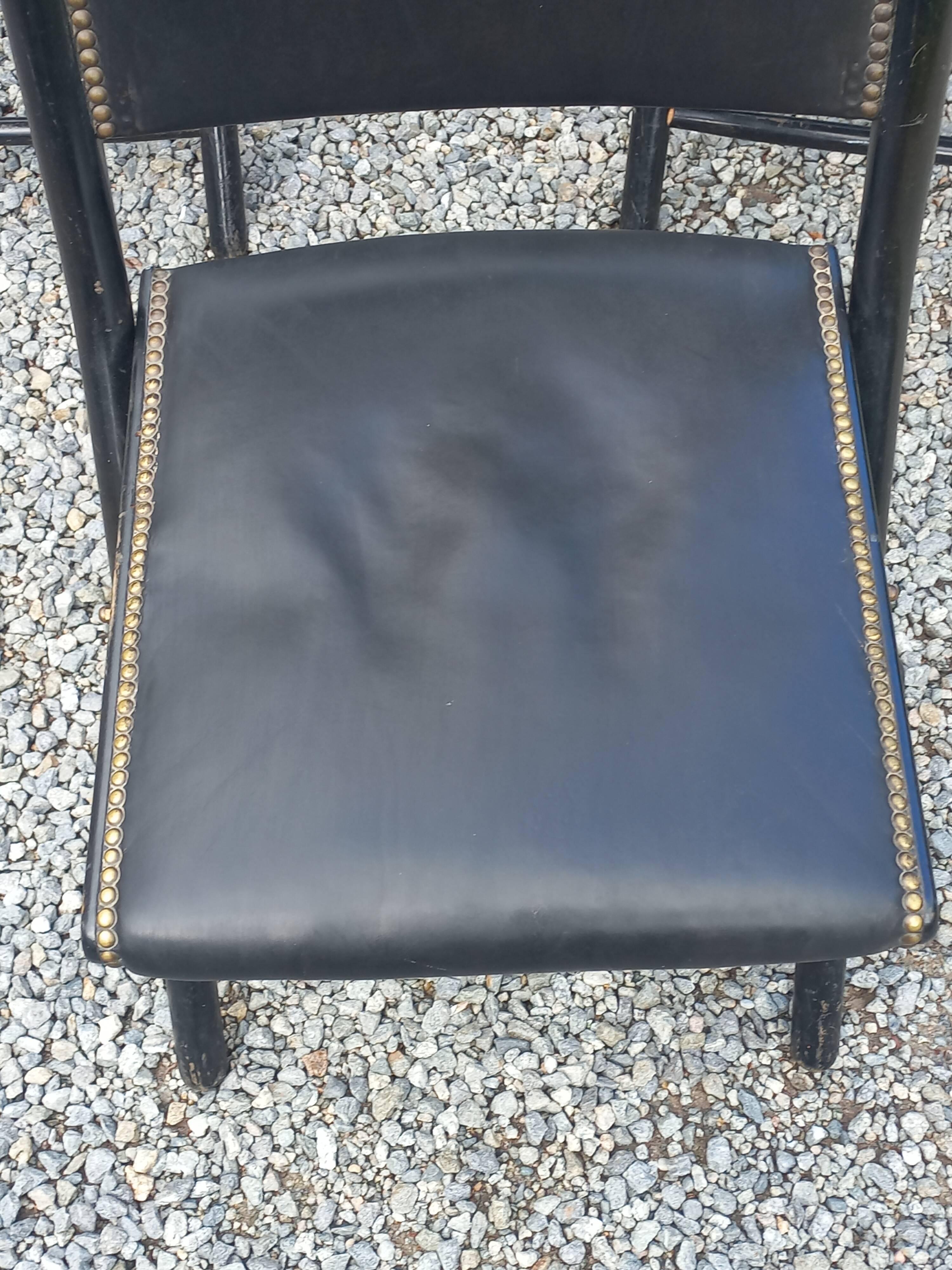 Set of 6 folding chairs, 70s design, 3 leather, 3 moleskin