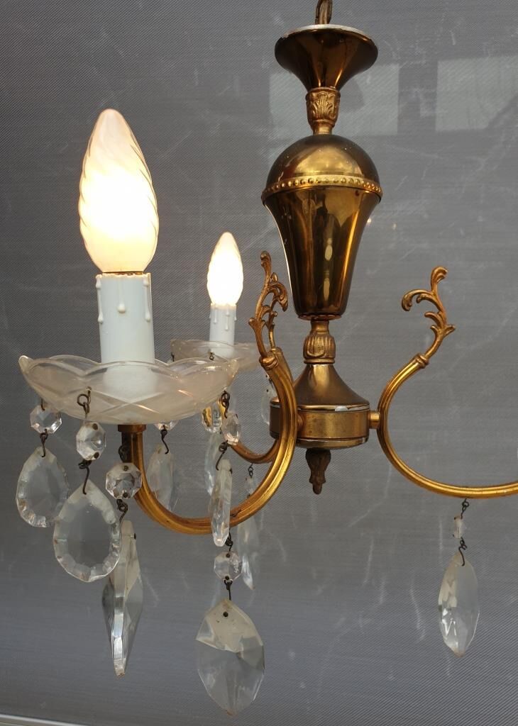 Lustre vintage à pampilles 3 bras de lumière