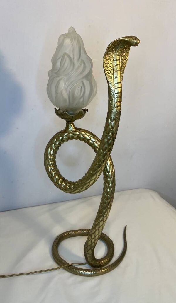 Lampe serpent cobra en bronze