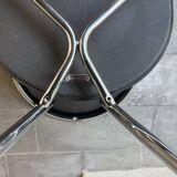 Set of four Italian black leather chairs, 1970