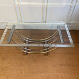 Gold and chrome metal coffee table, Belgo Chrom, 1970s