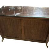 Commode a portes Venitienne galbée style louis XV en acajou et bois dorés