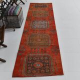 3x9 Pumpink Orange Vintage Turkish Runner Rug, 78x288Cm SK 23570