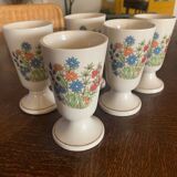 5 Mazagrans en grés decor fleurs