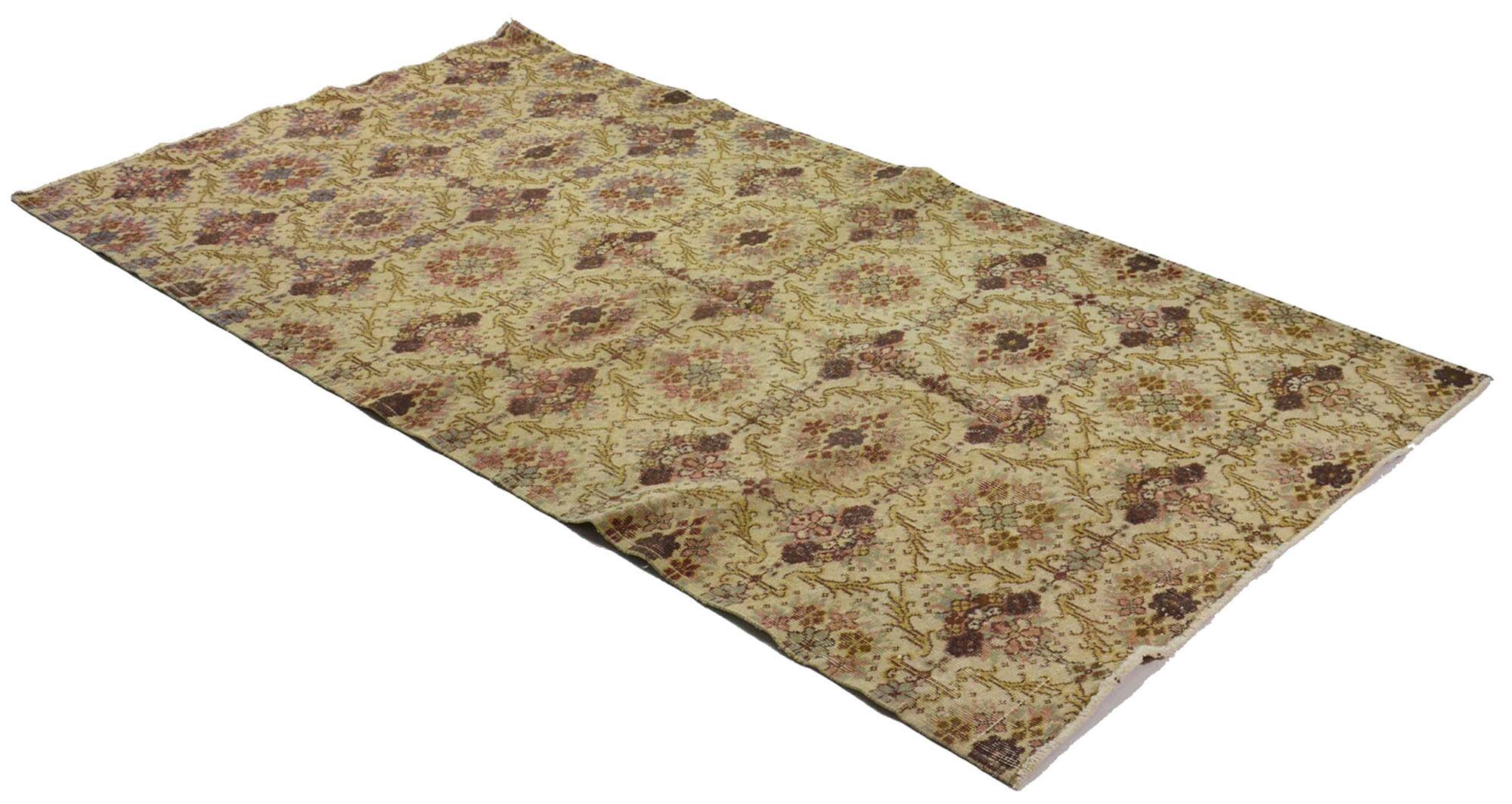 One-of-a-kind turkish handwoven vintage rug - rustic vintage charm 275x 147 cm