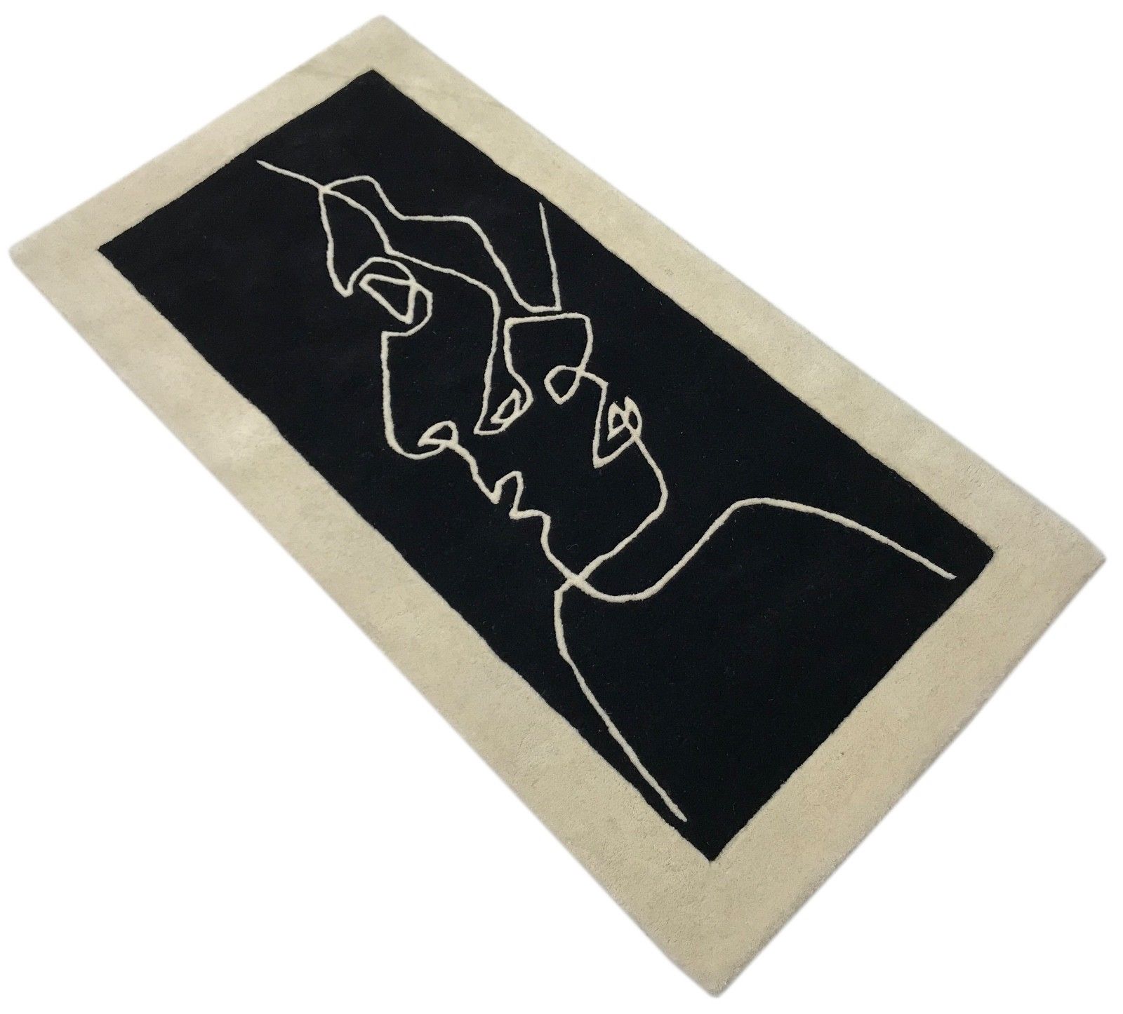 Vintage Danish carpet in surreal pattern wool