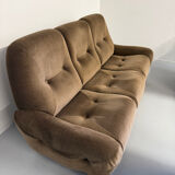 Cosy 3-seater sofa, convertible, French design from the 70s, vintage.