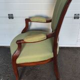 Fauteuil style Louis XV velour vert