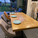 Table à manger rectangulaire industrielle en bois et acier