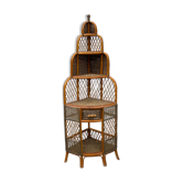 Vintage rattan corner shelf